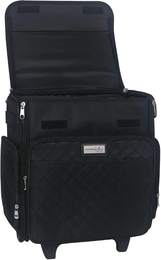 Everything Mary Rolling Scrapbook Tote – Black Quilted Craft Bag with Wheels – Storage Organizer for Scrapbooking, Papercraft, Art Supplies & Portable Craft Tools - Image 4