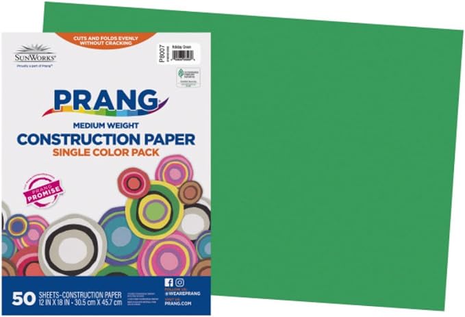 Prang Construction Paper, 12" x 18", Holiday Green, 50/Pack, 25 Packs | Formerly SunWorks, Class Pack, 1250 Sheets Total, P8007 - Image 2