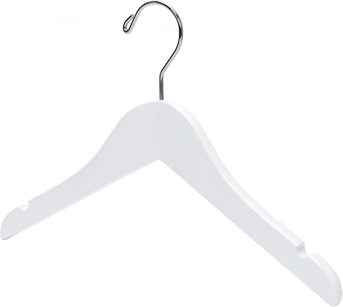 Quality 12 Inch White Kids Wooden Hangers - 80 Pack Children Hangers with Multifunctional Notches & 360 Degree Swivel Chrome Hook - Kid Coat Hangers for Clothes Size 8 and Smaller (White, 80) - Image 6