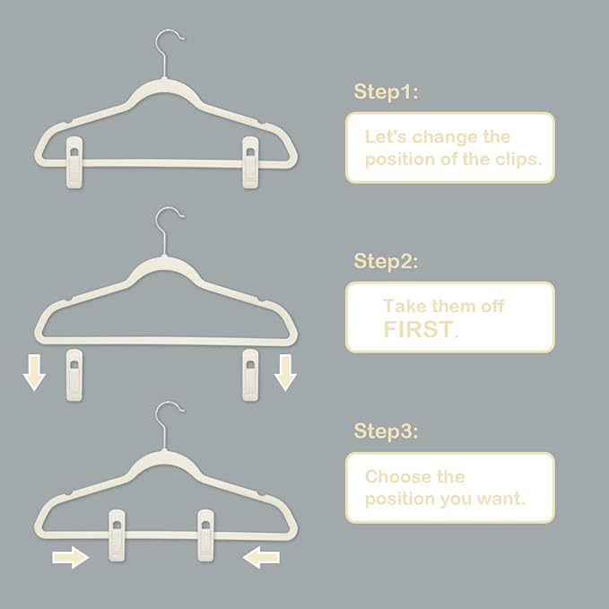 TOFIIGREM Velvet Hanger Clips - 40 PCS Beige Non-Slip Velvet Clips for Pants, Suits & Skirts - Image 6