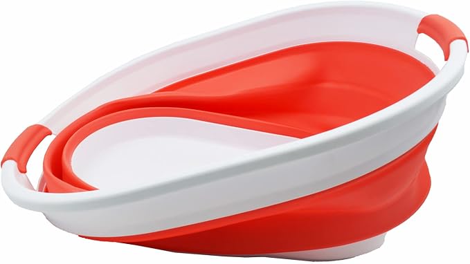 SAMMART 32L (8.4 gallon) Collapsible Plastic Laundry Basket - Foldable Pop Up Storage Container/Organizer - Portable Washing Tub - ater Capacity: 24L (1, White/Orange Red) - Image 4