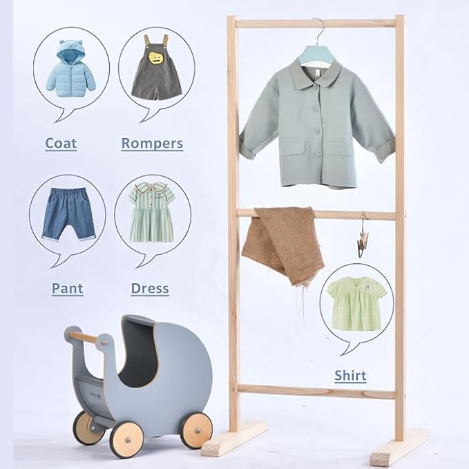 Blue 12.7" Ultra-Thin Wooden Children Closet Clothes Clips Hangers 20PCS Wood Baby Kids Coat Hangers for Infant Toddler Newborn Jumpsuit Pants Skirts Jeans Space Saving Heavy Duty Durable - Image 7