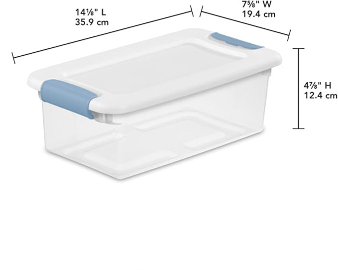 Sterilite Latching Box with Lids for Home and Office, 6 Quart, 12-Pack | Heavy-Duty and Stackable Plastic Containers with Latches for Closet, Cabinet, Bedroom, Bathroom and Dorm Room Organization - Image 2