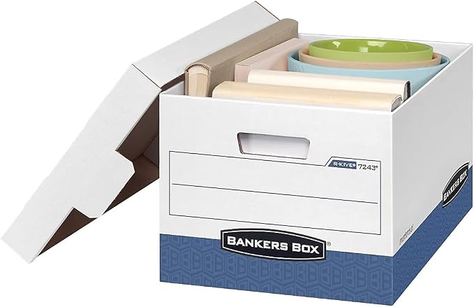 Bankers Box 12-Pack R-Kive Heavy Duty File Storage Boxes with Lids, FastFold Assembly, Letter/Legal, (07243) - Image 3