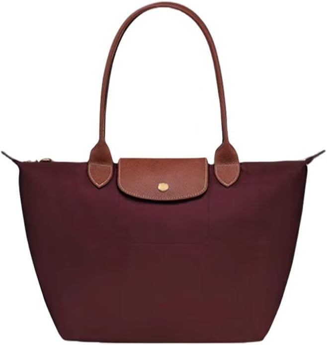 Women's Nylon Tote Bag, Large Capacity Waterproof Shoulder Bags, Spacious Handbag with Metal Zipper & Compartments by Unknown