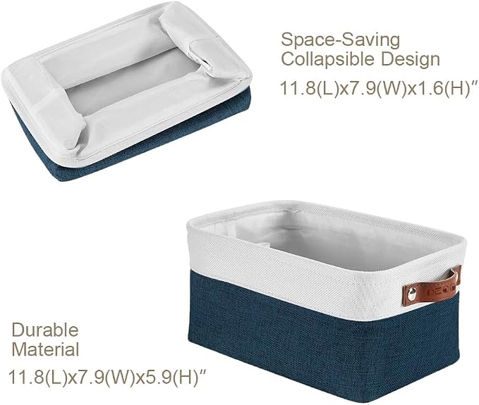 DECOMOMO Small Storage Basket, Closet Storage Bins, Baskets for Organizing Shelves (Navy Blue & White, Small - 6 Pack) - Image 7