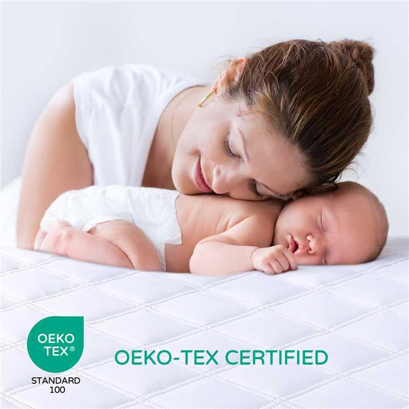 Yoofoss Waterproof Mini Crib Mattress Protector 2 Pack, Quilted Mattress Pad Cover Soft and Breathable, Machine Washable Portable Mattress Protector for Standard Baby Crib Size 38"X24"