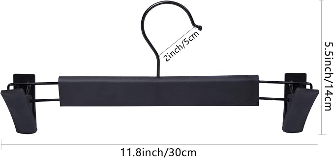 NORTHERN BROTHERS Pants and Skirt Hangers with Adjustable Clips, 50 Pack, Slim Non-Slip Clip Hangers, 360 Degree Swivel Hook, Black - Image 3
