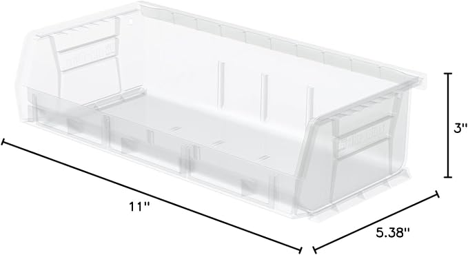 Akro-Mils 30232 AkroBins Plastic Storage Bins, 5"x11"x3", Clear, 8-Pack | Space-Saving Stackable Bins for Garage, Pantry, Craft Organization - Image 4