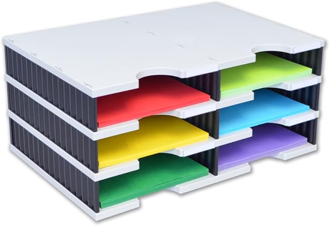 Ultimate Office TierDrop Desktop Organizer Sorter, 6 Compartment, 2-Wide | Sorts documents, mail, literature; optional add-on tiers expand capacity anytime; no-tool assembly; gray w/ black by UltimateOffice