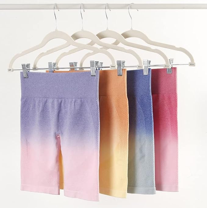 Velvet Pants Skirt Hangers with Clips - Pack of 20 Beige Women Clothes Hanger Set with Clip for Pant Suit Shirt Felt Coat Dress, Premium Non Slip Heavy Duty Space Saving Slim Clothing, 16.7 Inch Long - Image 5