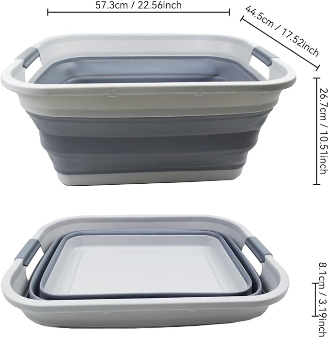 SAMMART 41L (10.8 gallon) Collapsible Plastic Laundry Basket - Foldable Pop Up Storage Container/Organizer - Space Saving Hamper/Basket, Water capacity: 32L(8.4 gallon) (Grey) - Image 4