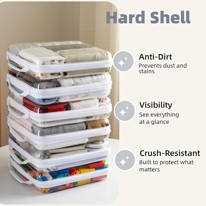 6-Pack Clear Bag Hard Shell Zipper Case with Handle, 1.3mm Thick Rigid Pouch for Craft Organizers and Storage, Large 12.6" Square Containers for Board Games, Puzzles & Toys - Image 5