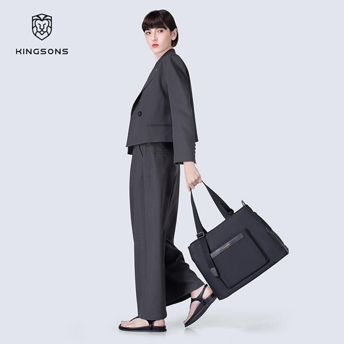 Kingsons Tote Bag for Women, Large Nylon Tote handbags, waterproof Laptop Tote with 14" MacBook Pro Compartment - Image 9