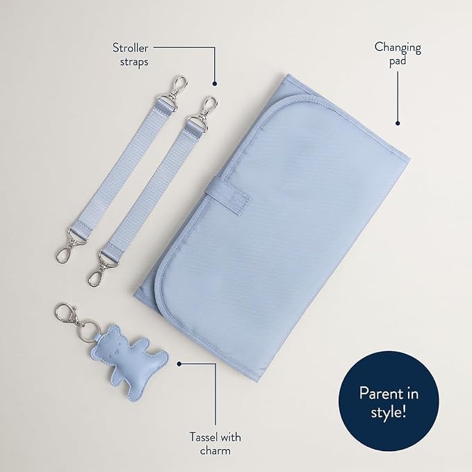 Itzy Ritzy Boss Plus Large Diaper Bag Backpack with 19 Pockets (Teddy Blue) | Includes 2 Insulated Bottle Pockets, Changing Pad, Stroller Clips, Comfortable Padded Straps, Easy-to Clean, Travel-Ready - Image 8