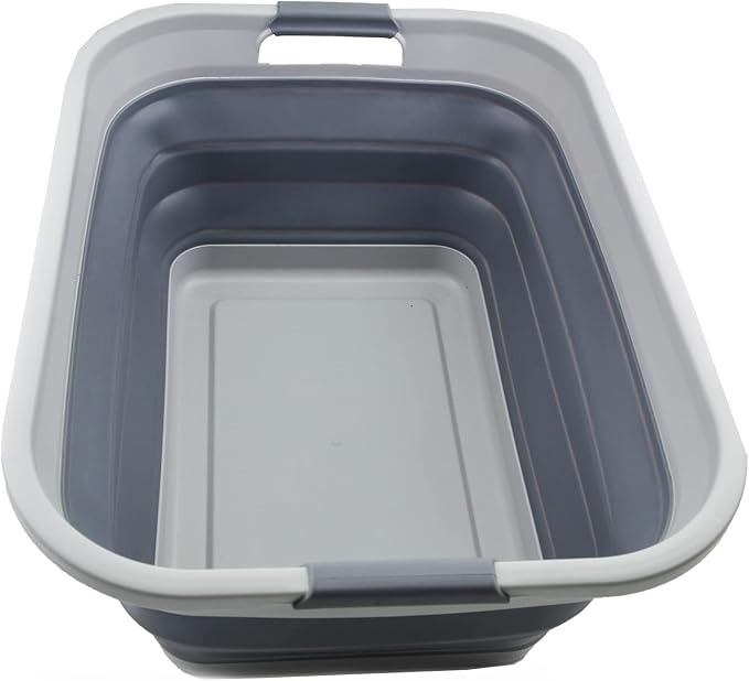 SAMMART 41L (10.8 gallon) Collapsible Plastic Laundry Basket - Foldable Pop Up Storage Container/Organizer - Space Saving Hamper/Basket, Water capacity: 32L(8.4 gallon) (Grey) by SAMMART