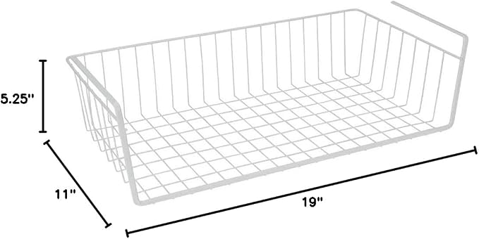 Modern Home Under Shelf Wire Storage Baskets – Hanging Organizer Rack for Cabinet, Pantry, or Closet – White Metal Basket for Kitchen, Towels, or Office – No Tools Required (18.9") - Image 3