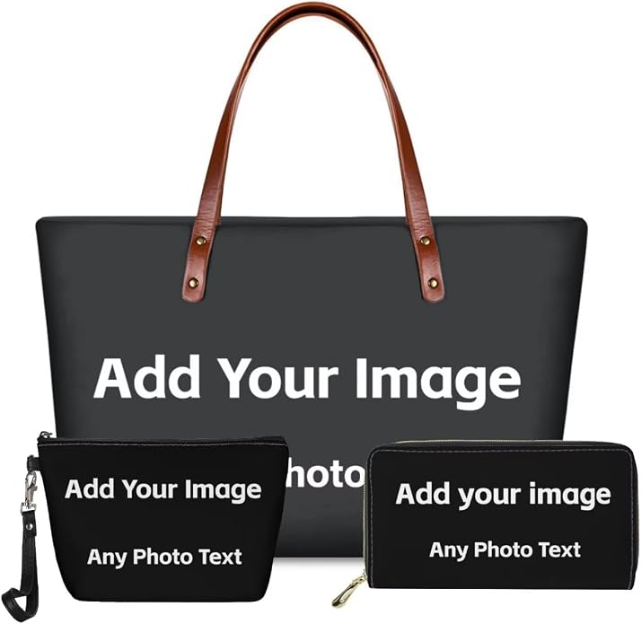 GIFTPUZZ Women Top Handle Bags Handbags with Zipper Leather Wallet Cash Card Phone Holder and Makeup Bag Set 3pcs by GIFTPUZZ