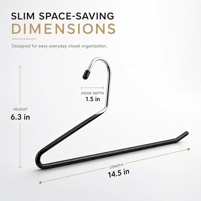 Pants Hangers 20 Pack Open-Ended Metal Pants Hangers Space Saving | Jeans Hangers with slim profile, metal pants hangers with non-slip coating, easy access for slacks, jeans, and trousers - Image 4