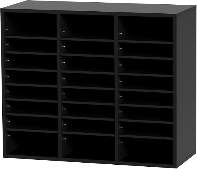 VEVOR Literature Organizers, 24 Compartments Office Mailbox with Adjustable Shelves, Wood Literature Sorter 29x12x24.4 inches for Office, Home, Classroom, Mailrooms Organization, EPA Certified Black | Office Mailbox with Adjustable Shelves, Literature ... - Image 9