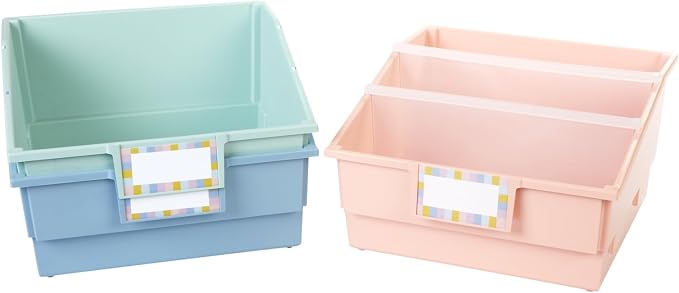 Really Good Stuff Picture Book Classroom Library Bins with Dividers, 6-Pack | Boho Colors - Image 7