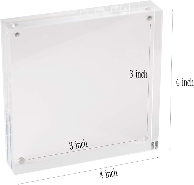Meetu Acrylic 4x4 Picture Frame Clear Two Sided Desk Photo Frame Magnetic Frame Inner Size 3x3 with Gift Pack for Display Family Pictures Baby Photos Friends Pictures or Pet Dog Picture（5 Pack） - Image 2