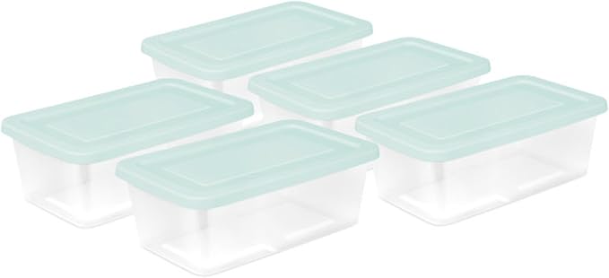 Sterilite 5-Pack Stackable Storage Bin with Lid, Clear Plastic Design, 6 Quart - Image 7