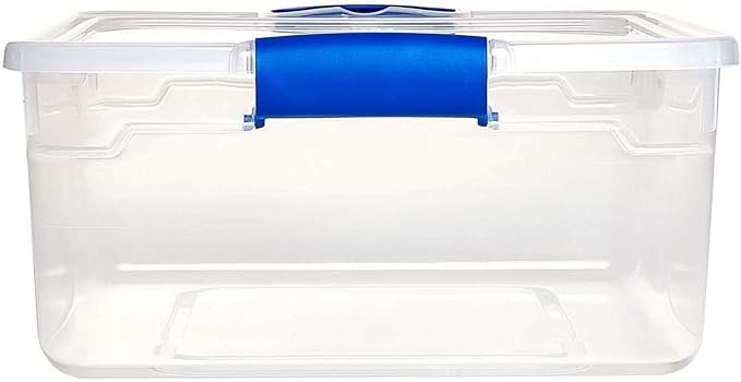 HOMZ Clear Plastic Storage Bins with Latching Lid, 15.5 Qt, Blue, 4 Pack | Stackable Container Set for Home, Office Shelves, Kitchen, Garage, and Bathroom Organization - Image 9