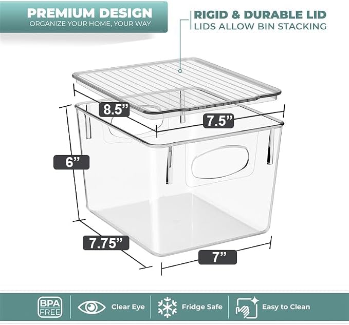 Sorbus Medium Clear Plastic Storage Bins with Lids, Clear Stackable Storage Bins, Laundry Room Organizer Bins, Office, Classroom, Playroom, Bathroom, Laundry Room Organization and Storage (4 Pack) - Image 2