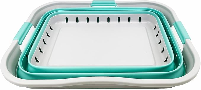 SAMMART 42L (11 gallon) Collapsible Plastic Laundry Basket - Foldable Pop Up Storage Container/Organizer - Portable Washing Tub - Space Saving Hamper/Basket (Grey/Pine) - Image 3
