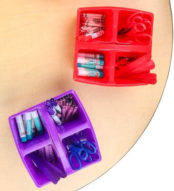 Really Good Stuff Four-Equal-Compartment Caddies with Handles | Classroom Organizing Bins, Supply Holders, Organize School & Home, Assorted Colors 6-Pack - Image 7