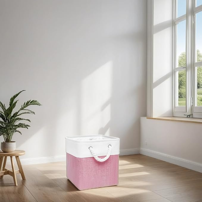 Cube Storage Bins 13 x 13, 6 Fabric Foldable Organizer | Storage Cubes Heavy Duty, Used for Clothes Toys Books, Collapsible, Comfortable Cotton Handle - Image 5