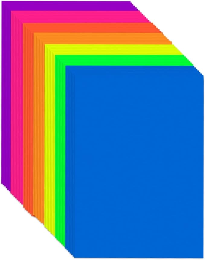 Construction Paper 9x12 in,70 Sheets,Set of 7 Colors Neon Fluorescent 178GSM/65LB Heavyweight Construction Paperfor Crafts,Arts,School Classroom Art Supplies Assorted Colors Bulk Paper by Magecubiku
