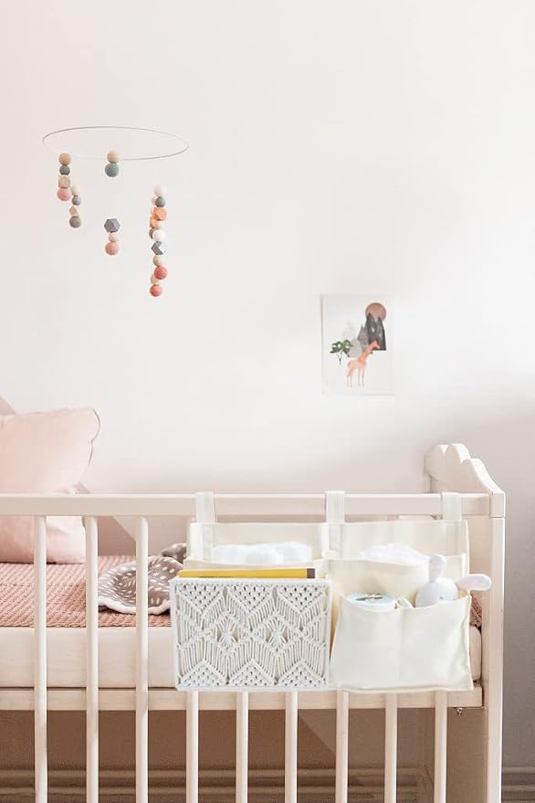 Mkono Macrame Bedside Caddy and Over The Door Organizer Boho Decor Storage for Nursery, Bedroom, Closet, Bathroom, Dorm, Set of 2 - Image 3