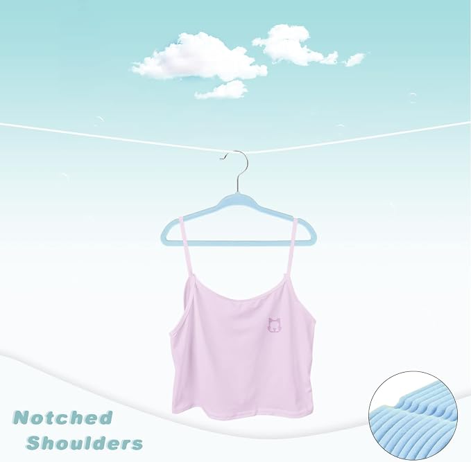 BAGAIL 50 Pack Kids Velvet Hangers 14” Inch Children's Clothes Hangers Non-Slip Baby Hangers for Infant/Toddler (Babyblue) - Image 3
