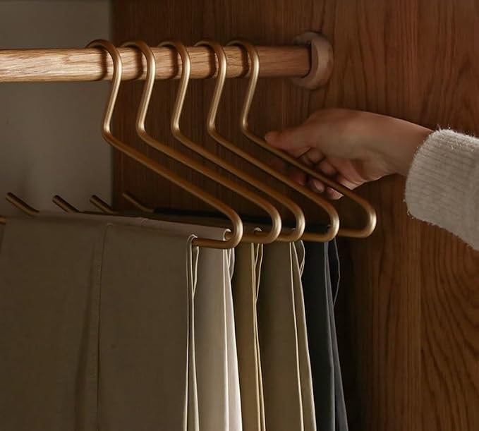 Premium Matte Gold Aluminum Pants Hanger 10 Pack, 13.7” Extra Smooth & Durable Metal Shirt Dress Hanger,Aluminum Alloy Hanger,Clothing Support,Clothing Hang - Image 2
