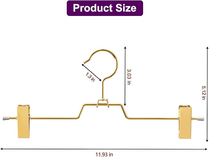 30Pack Heavy Duty Metal Pants Hangers,Pants Hangers with 2 Adjustable Clips | Gold Skirt Hangers with 360° Swivel Cost Hook, Space-Saving Shorts Hangers for Pants, Jeans, Slacks, Short Skirt - Image 3