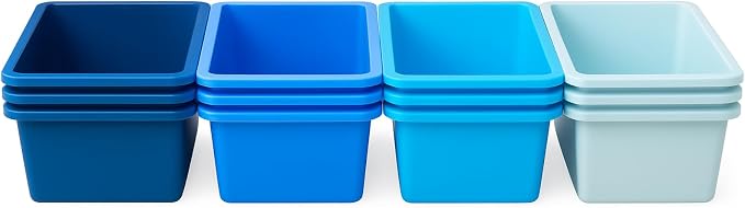 Zonon 12 Pcs Plastic Cubby Storage Bin Back to School Classroom Cubby Organization Storage Container with 1 Pack Self Adhesive Label for Office School Library(Blue Color,11.61 x 7.68 x 4.92) - Image 8