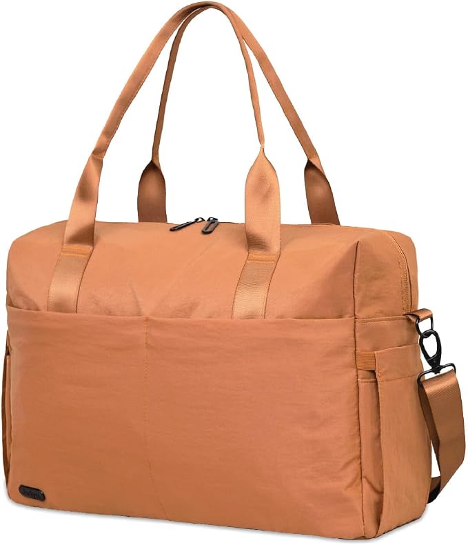 Austin Carry-On Travel Duffel Bag for Women, 18” Weekender Bag with Laptop Sleeve, Durable Material, and Trolley Sleeve, Ideal for Work, Gym, and Overnight Trips (Terracotta) by Jadyn