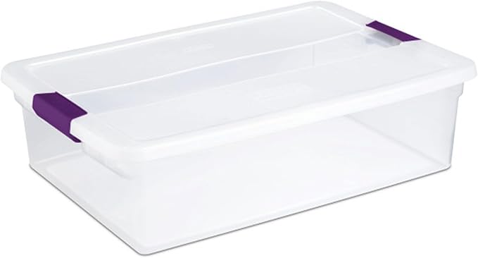 Sterilite ClearView Latch Boxes, Storage Bins with Lids, 32 Quart, 12-Pack | Clear Plastic Organizers with Color Accent Latches for Closet, Bedroom, Shelving Units, Dorm Room and Home Organization - Image 7
