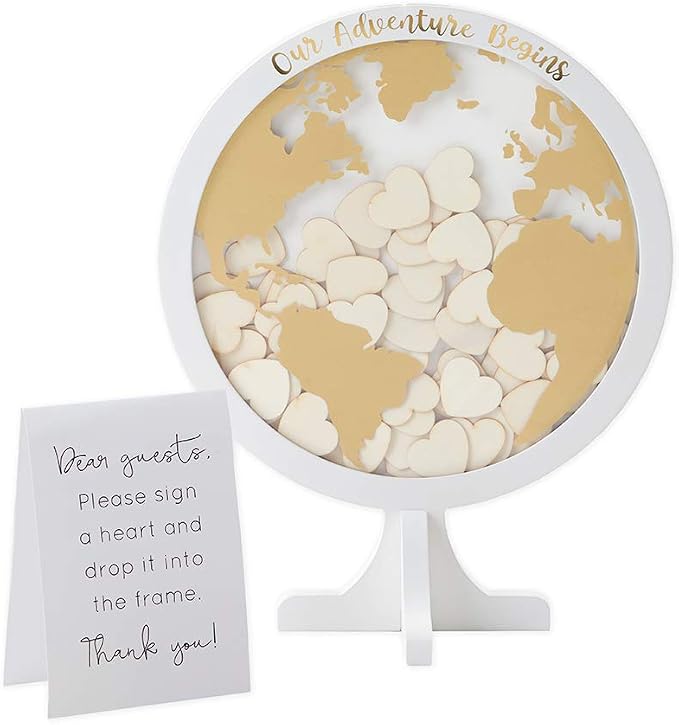 Kate Aspen Wedding Guest Book Alternative - Our Adventure Begins Globe Frame Keepsake (22101NA), Black by KateAspen