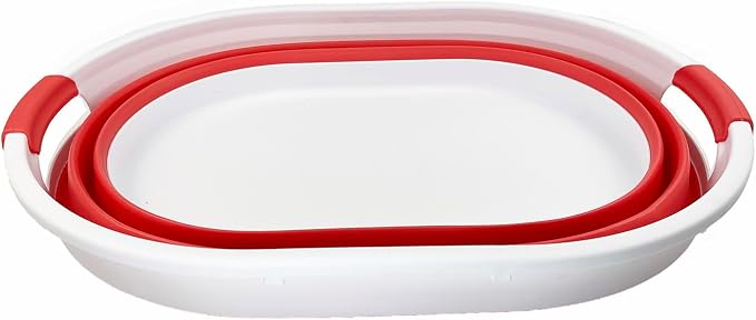 SAMMART 39L (10.3 gallons) Collapsible Plastic Laundry Basket - Foldable Washing Tub - Easy Storage & Pop Up Saving (White/Coral Pink) - Image 4
