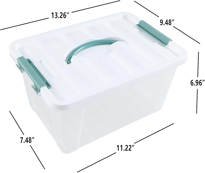 Gainhope 6 Packs 14 L Plastic Stackable Storage Box with Latching Lid | Clear Organizer Bins with Handle - Image 3