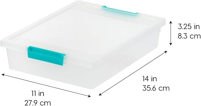 IRIS USA Storage Bins with Lids |Made in USA| 6 Qt - (4-Pack) - Clear | Sensory Craft Organizers, Plastic Clip Box Totes, Flat Containers for Organizing Paper, Office, Art & Study Supplies - Image 2