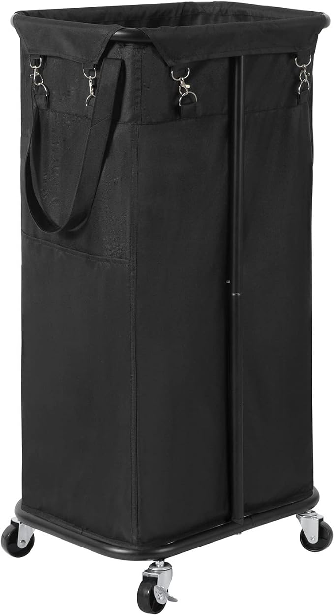 WOWLIVE 100L Rolling Laundry Basket with Wheels, Tall Laundry Hamper | Laundry Cart with Steel Frame and Removable Bag, Foldable Dirty Clothes Hamper for College Dorm, Laundry Storage, Black by WOWLIVE