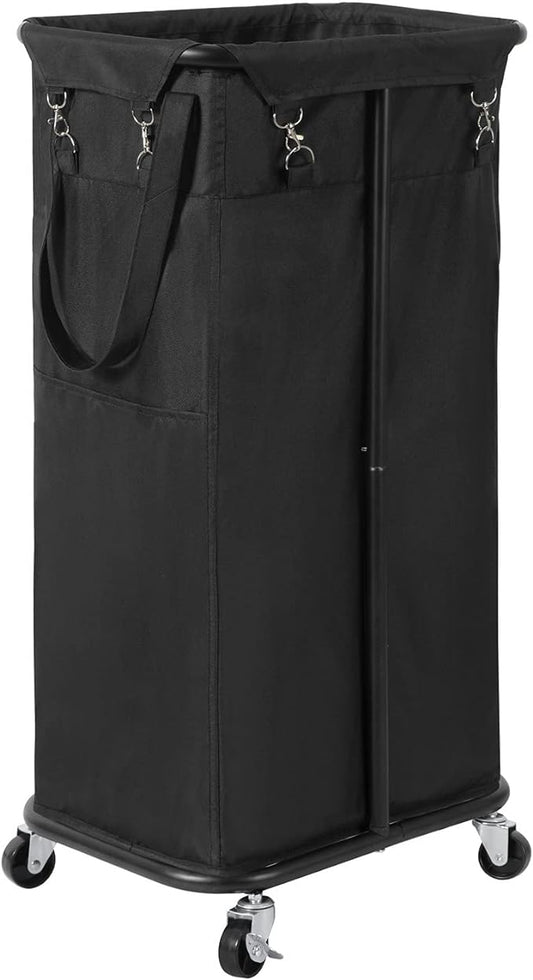 WOWLIVE 100L Rolling Laundry Basket with Wheels, Tall Laundry Hamper | Laundry Cart with Steel Frame and Removable Bag, Foldable Dirty Clothes Hamper for College Dorm, Laundry Storage, Black by WOWLIVE
