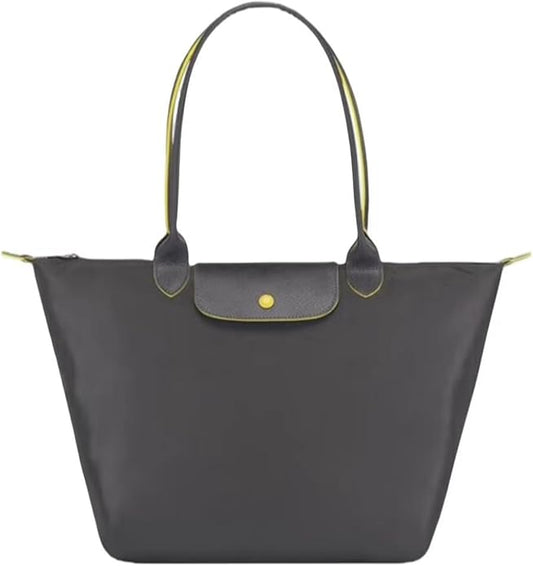 Women's Nylon Tote Bag, Large Capacity Waterproof Shoulder Bags, Spacious Handbag with Metal Zipper & Compartments by Unknown