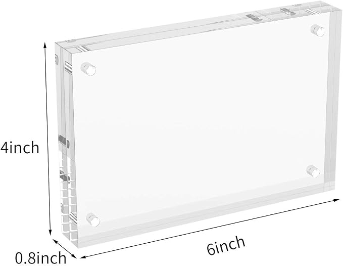 AITEE 4x6 Acrylic Picture Frames 6 Pack, Clear Picture Frames，20% Thicker | Freestanding Double Sided Magnetic Acrylic Lucite Frameless Transparent Square Frame Block Gift for Desktop Display - Image 2