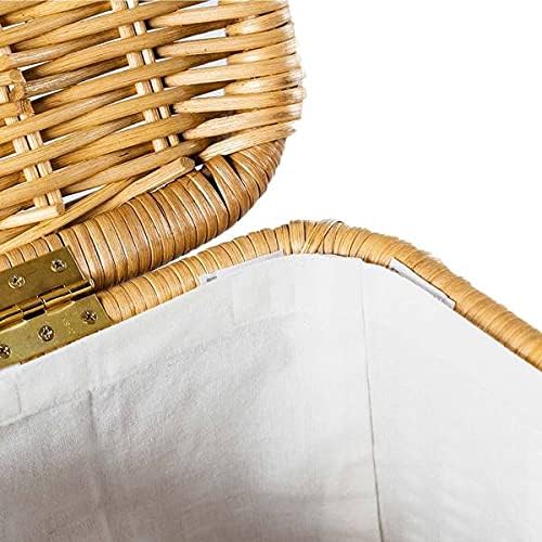 The Basket Lady 3-Compartment Wicker Laundry Hamper, Sandstone | 30" L x 15" W x 28" H, 1.66 cu-ft per section - 3 Fabric Liners, Handcrafted, Fully-assembled, Hinged Lid, Natural rattan - Image 3