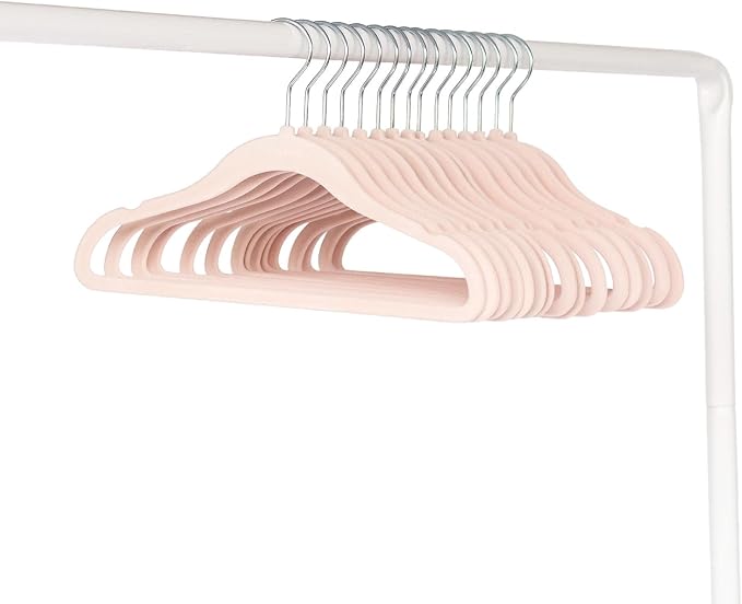 3 Sprouts Velvet Baby Hangers - Non-Slip Hangers for Infant and Toddler Clothes - Slim Space-Saving Design with Nordic Colors for Nursery - 30 Pack - Pink - Image 4